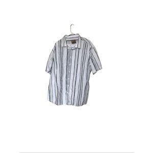Johnny Bigg Mens White Black Striped Cotton Short Sleeve Button Up Shirt 5XL